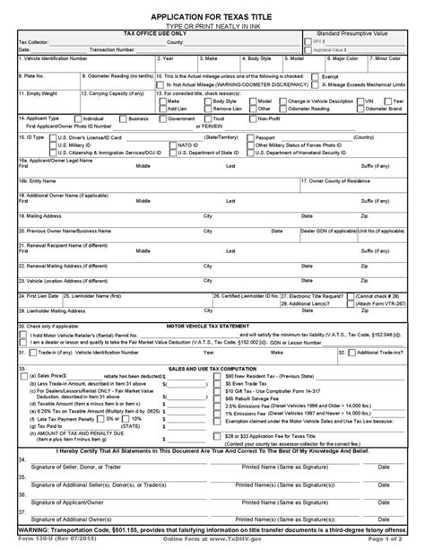 form 130u|texas dmv form 130 u.